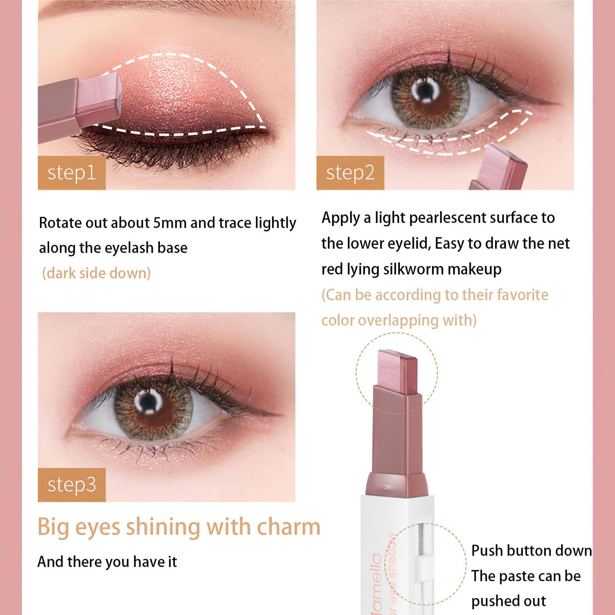 Ylapagne in use applying stick to eyelid demonstrating quick brush-free blending