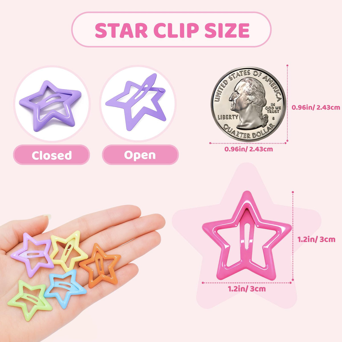 YLMUSU star clip securing bangs, demonstrating secure hold and styling ease