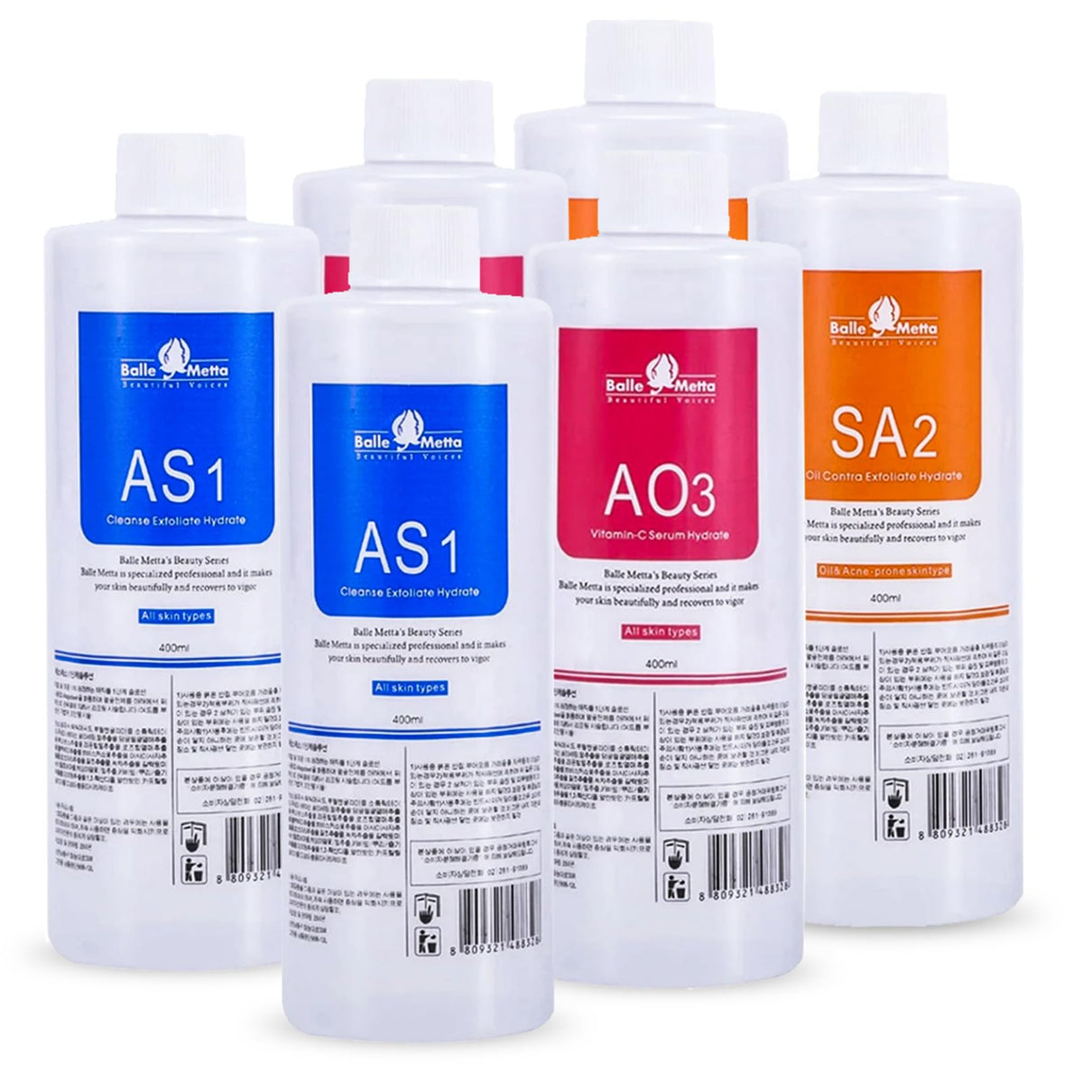 YMEYFAN front view of six 400ml bottles showing kit benefits