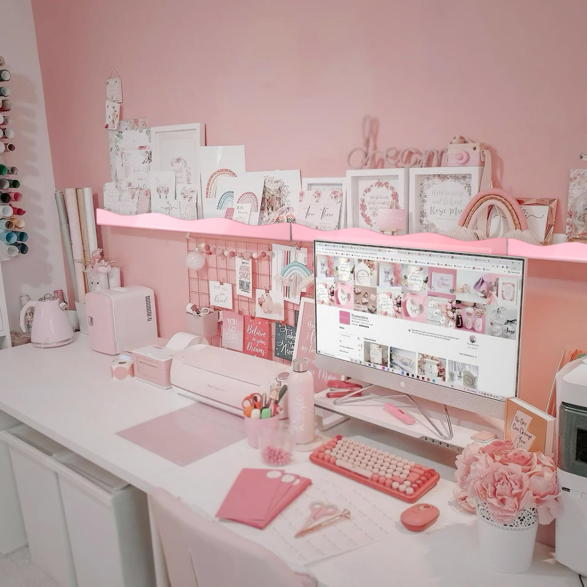 YMVV mounted in salon setting offering professional display and space saving