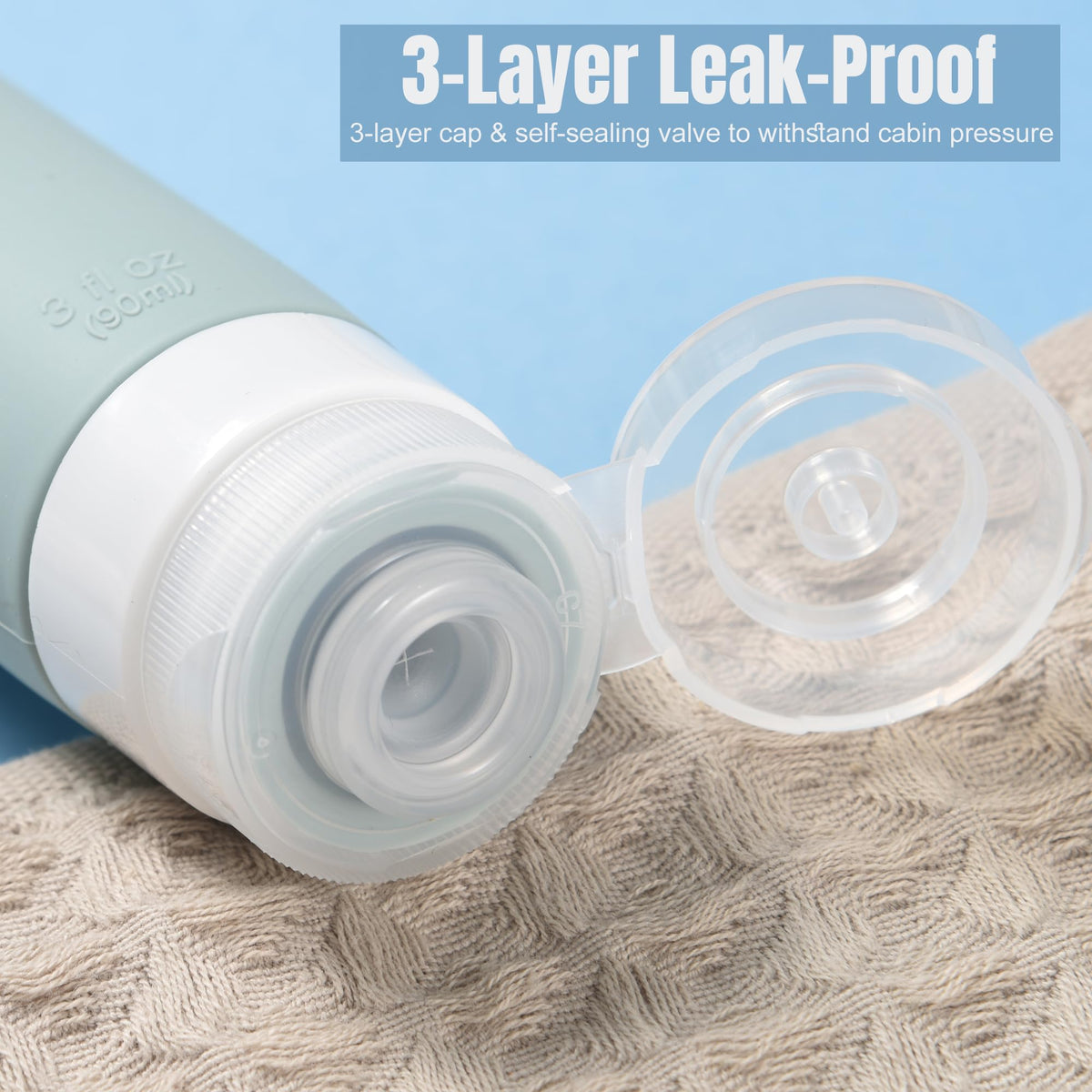 YNSHOUNA cap and self-sealing valve detail demonstrating leak protection