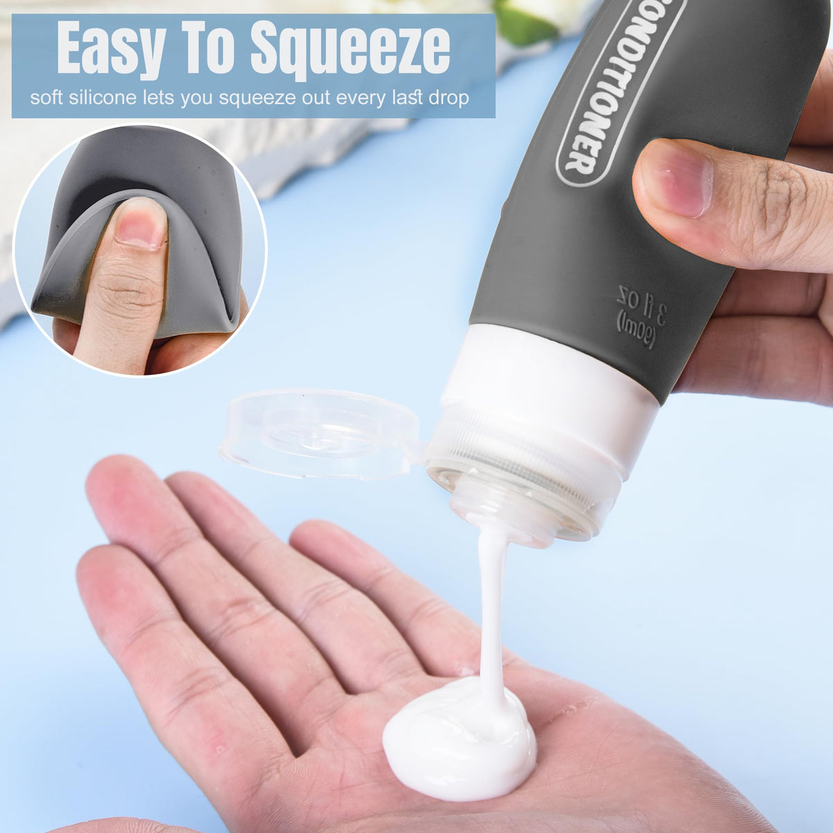 YNSHOUNA squeezable silicone texture enabling easy dispensing and zero waste