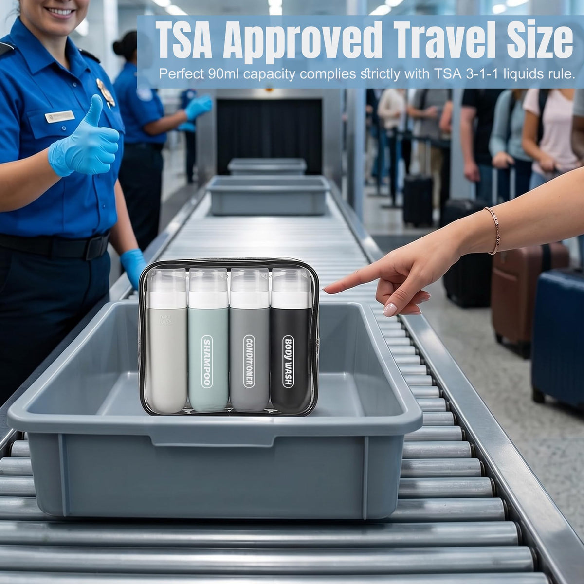 YNSHOUNA clear travel bag packed and visible for fast airport security checks
