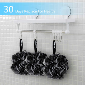 YOGET four loofahs arranged to show value pack and rotation convenience