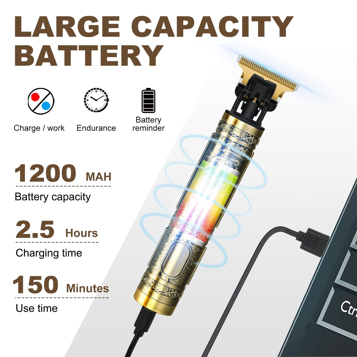 YOGINGO USB-C charging port image indicating fast, universal recharge convenience