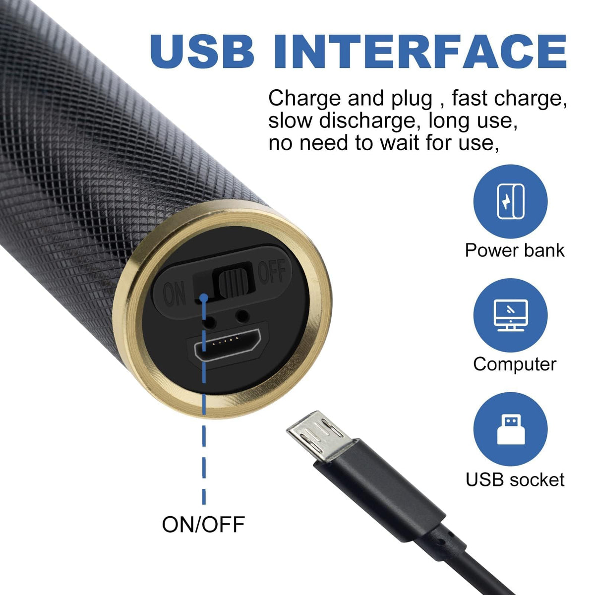 YOGINGO USB-C charging port detail for fast convenient recharging