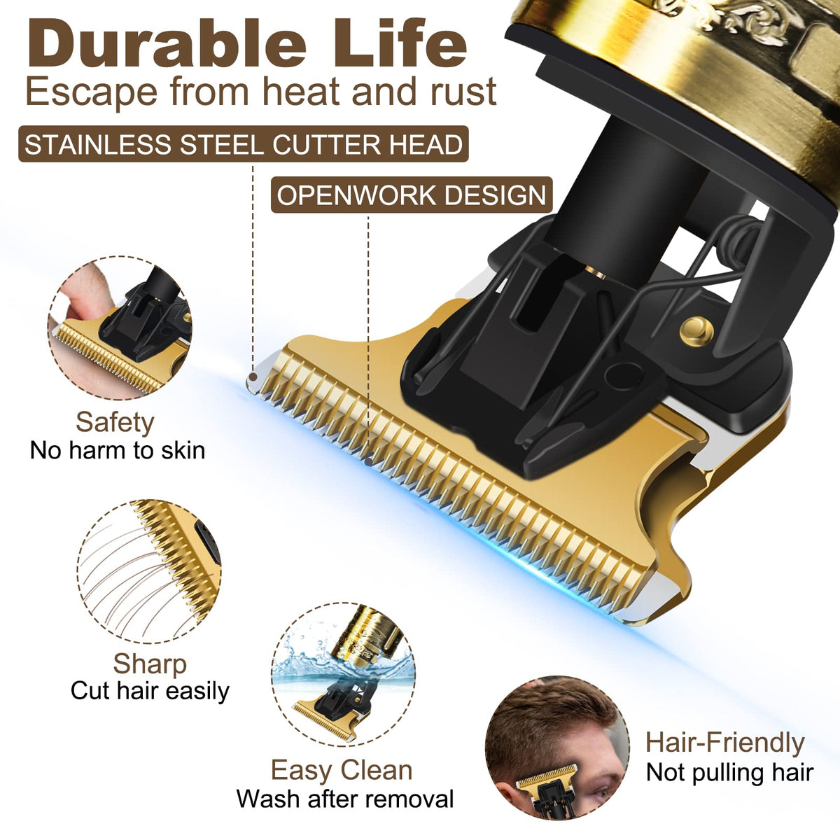 YOGINGO with guide combs displayed for adjustable grooming lengths and styling versatility