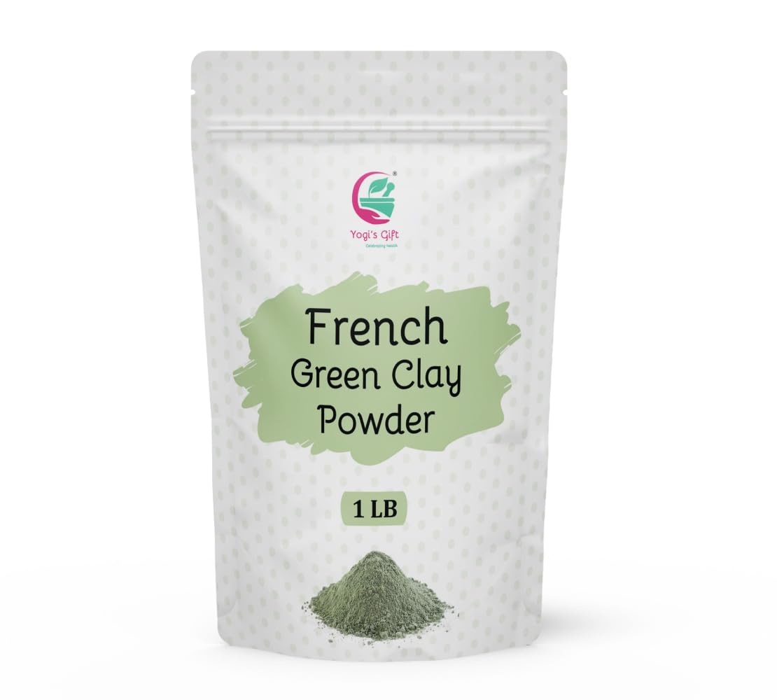 YOGI’S GIFT front jar of French green clay shows clean packaging and natural purity benefits