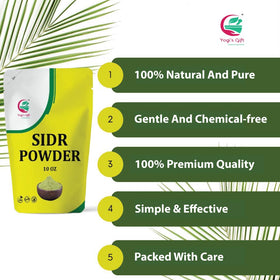 YOGI’S GIFT Sidr powder in a bathroom scene promoting natural routine