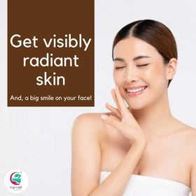 YOGI’S GIFT turmeric mask applied to cheek, demonstrates gentle application and cosmetic benefit