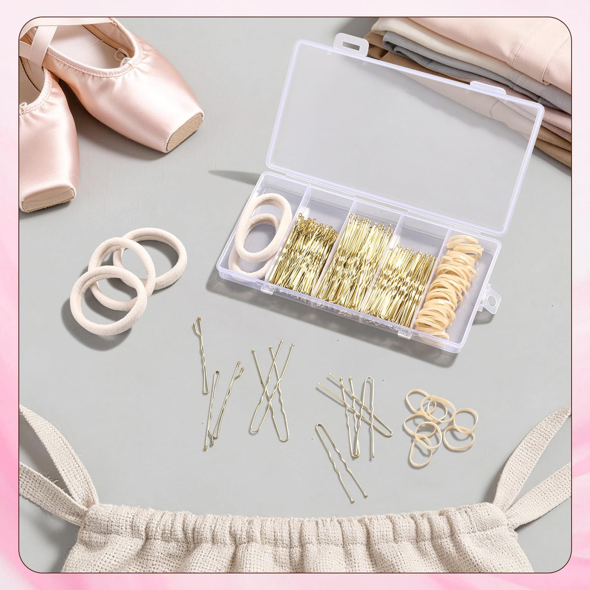 Yogode hair nets and bobby pins layout offering invisible hold and long-lasting security