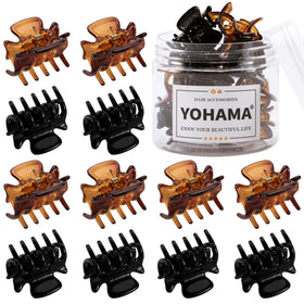 YOHAMA front view of 12 black and brown mini clips showing pack convenience