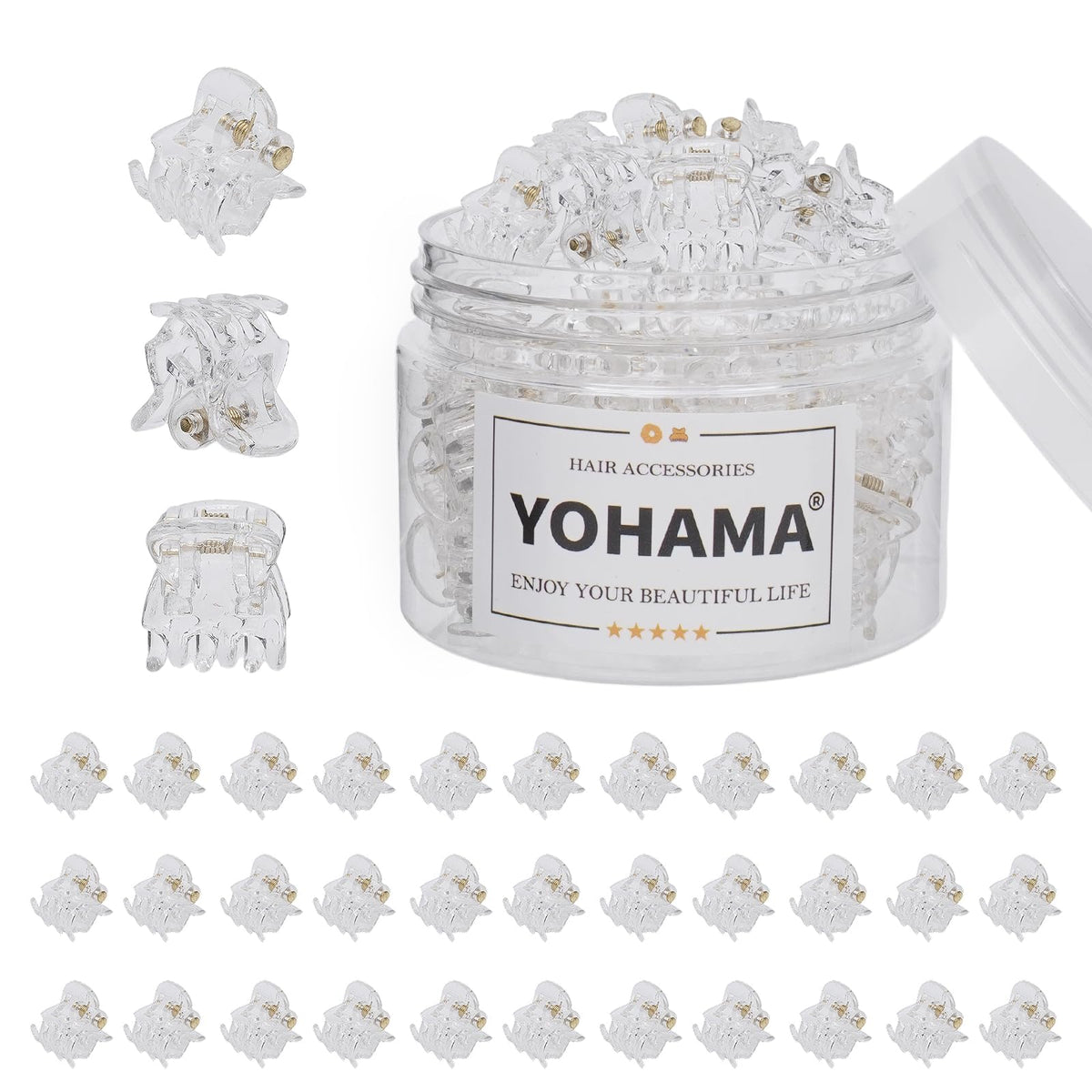 YOHAMA front packaging showing 36 clear mini clips and organized box benefit convenience