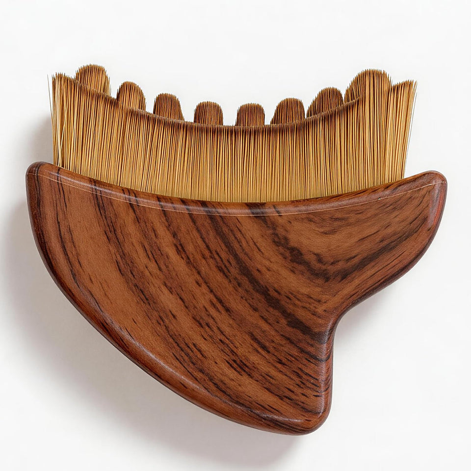 yohica front view of face brush showing ergonomic shape and easy grip benefit