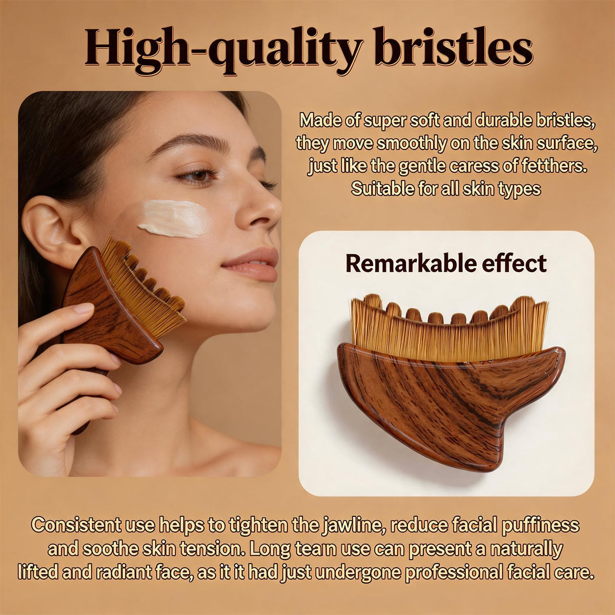 yohica brush in use along jawline reducing puffiness with gentle strokes