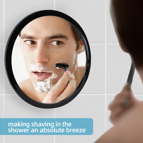 YoHumk mounted in shower demonstrating hands-free grooming convenience