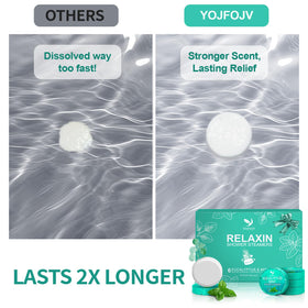 YOJFOJV dissolving tablet with fizz detail, demonstrating clean full dissolution