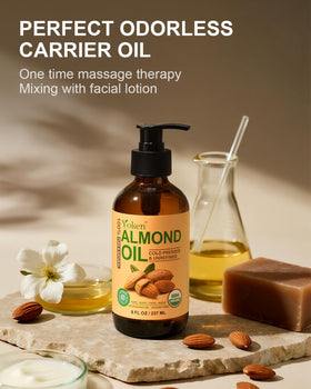 Yoken almond oil used on hair ends showing frizz control and shine