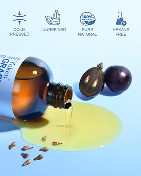 Yoken amber glass bottle pouring oil from top for controlled application benefit