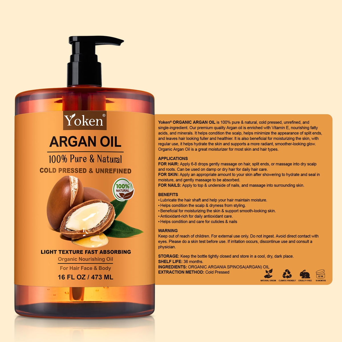 Yoken 16oz bottle next to everyday items to show generous size