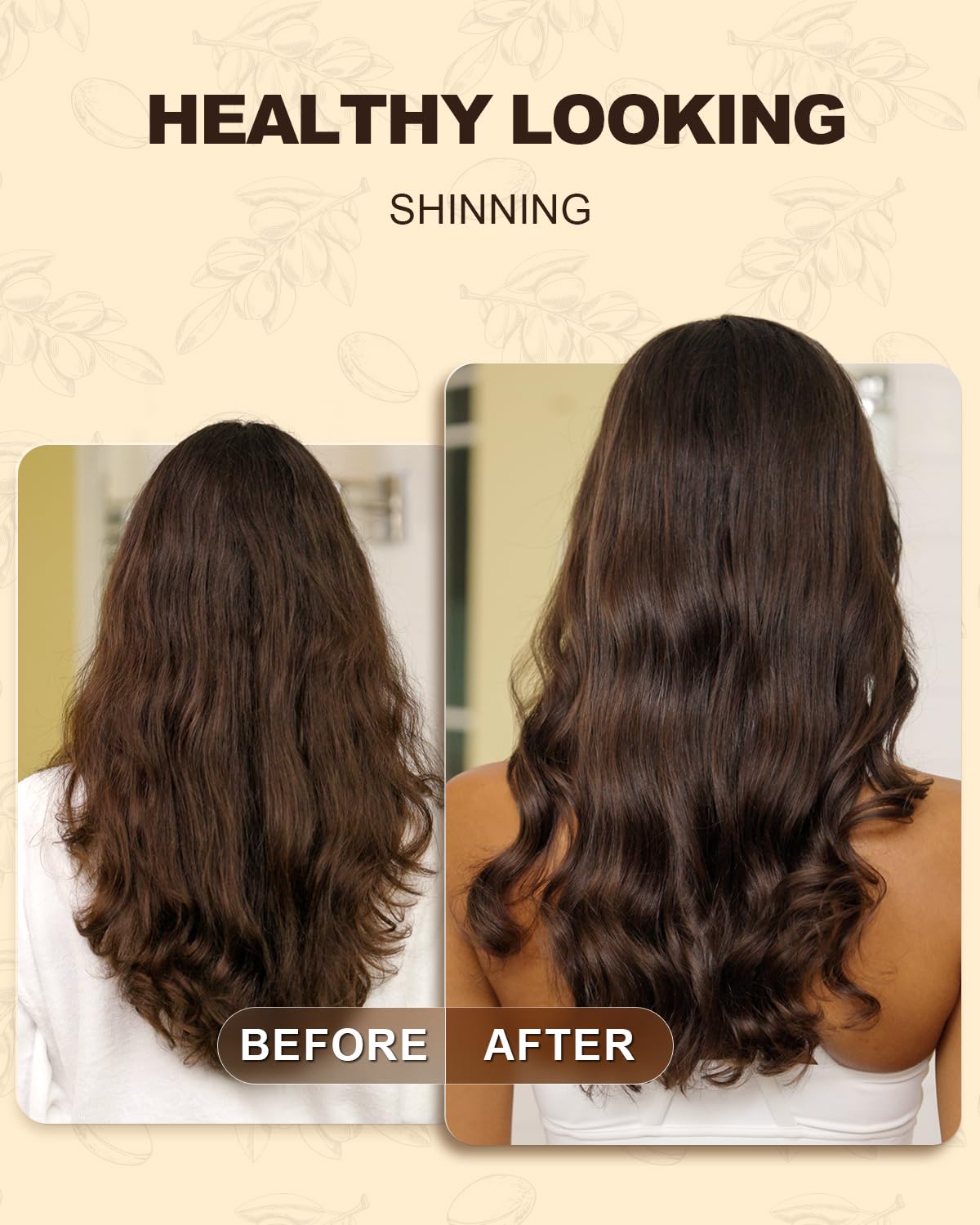 Yoken argan oil applied to hair ends reducing frizz and adding healthy shine