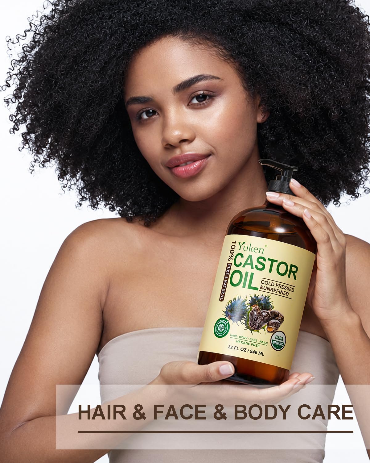 Yoken castor oil applied to hair roots during treatment for improved manageability
