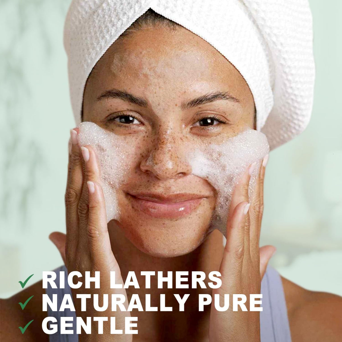 Yoken lather on hands demonstrating gentle moisturizing cleansing