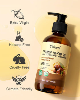 Yoken jojoba facial drops applied to skin offering lightweight hydration benefit