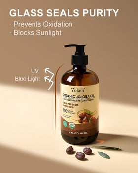 Yoken jojoba oil applied to hair ends for shine and frizz control benefit