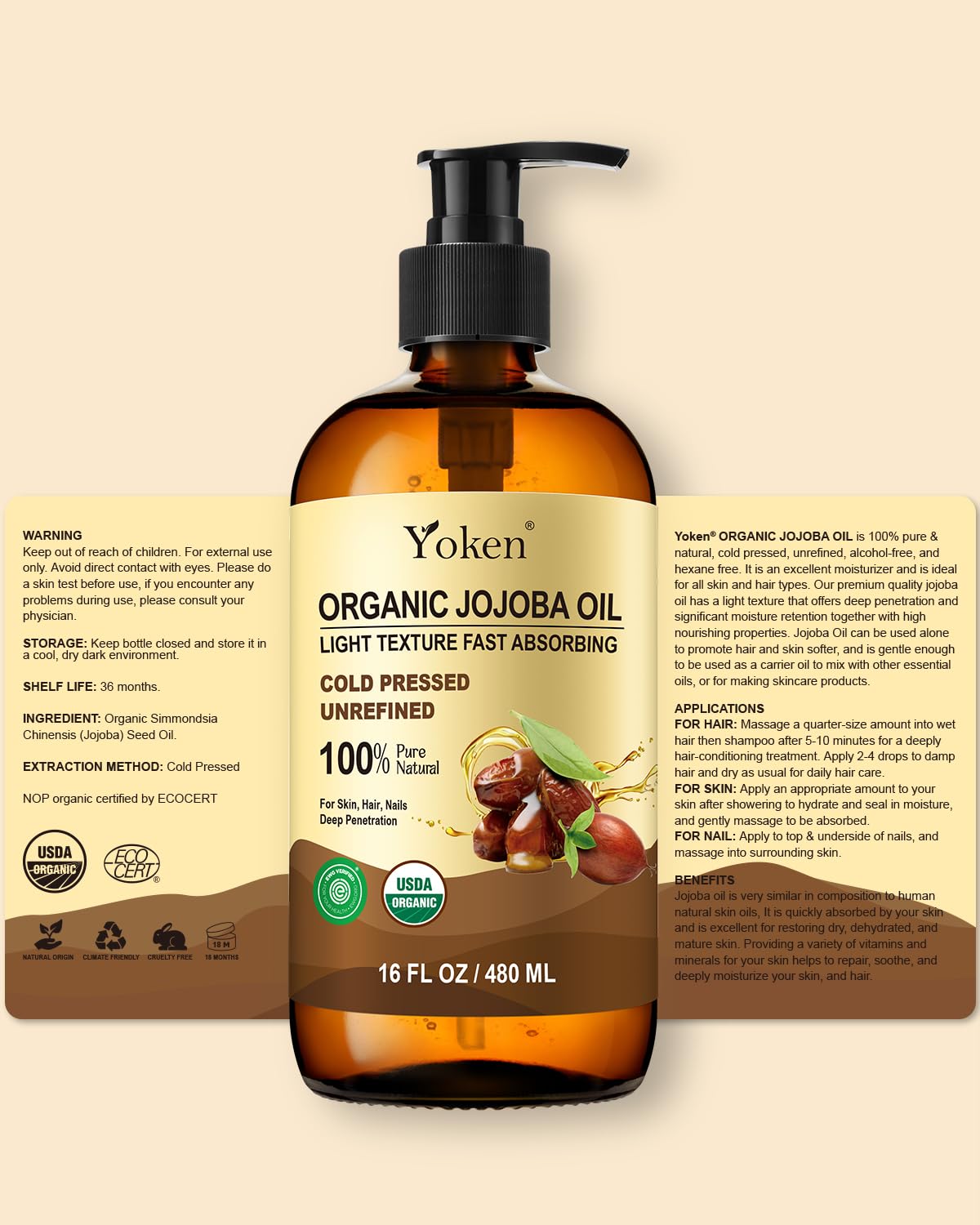 Yoken jojoba oil on bathroom vanity in lifestyle scene suggesting daily skincare use