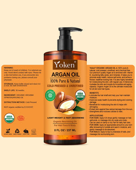 Yoken label close-up highlighting USDA and unrefined claim benefit