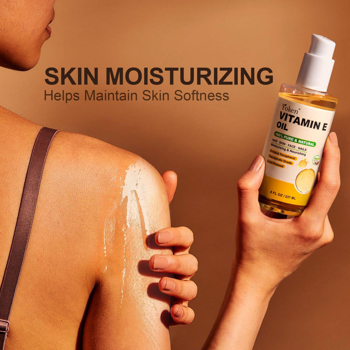 Yoken oil droplet texture closeup showing smooth, nourishing consistency