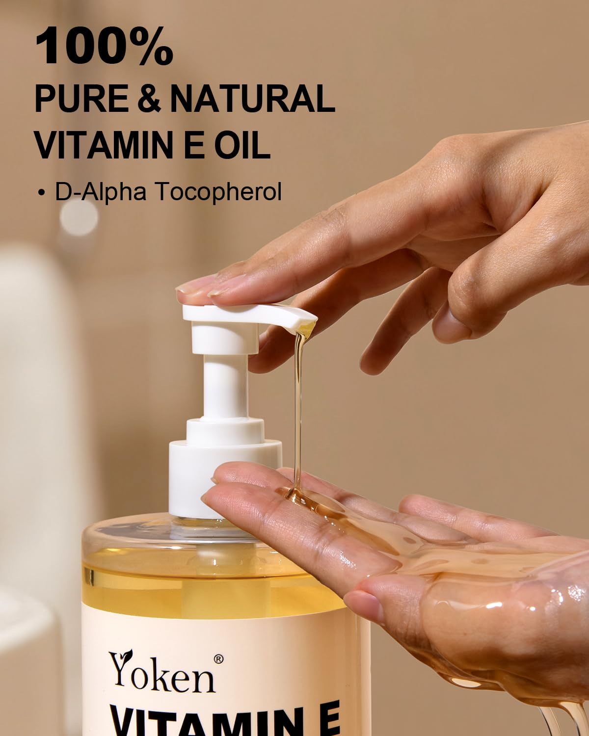 Yoken oil pouring to show smooth cold-pressed texture and glow