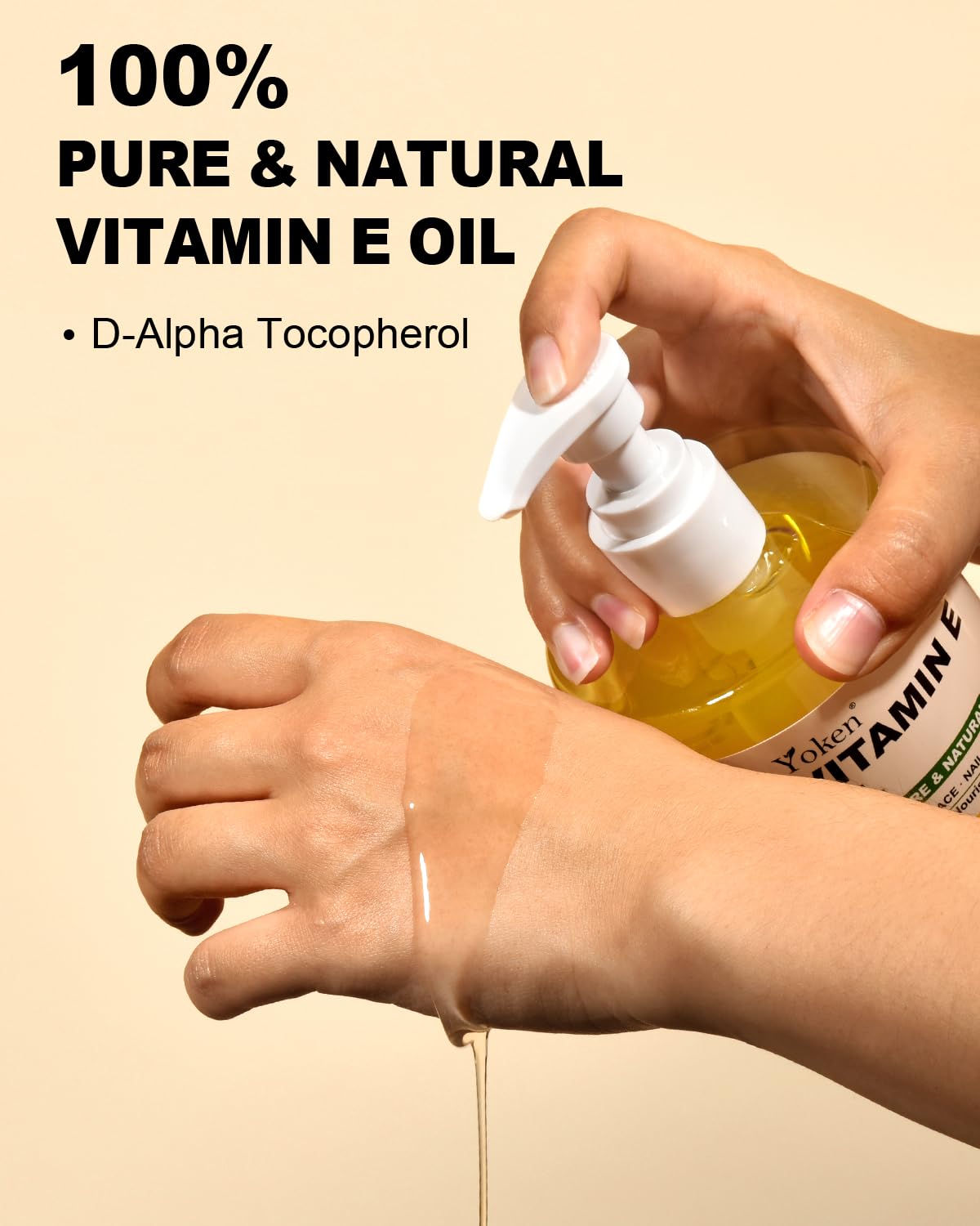 Yoken oil pouring to show smooth cold-pressed texture and absorbency benefit