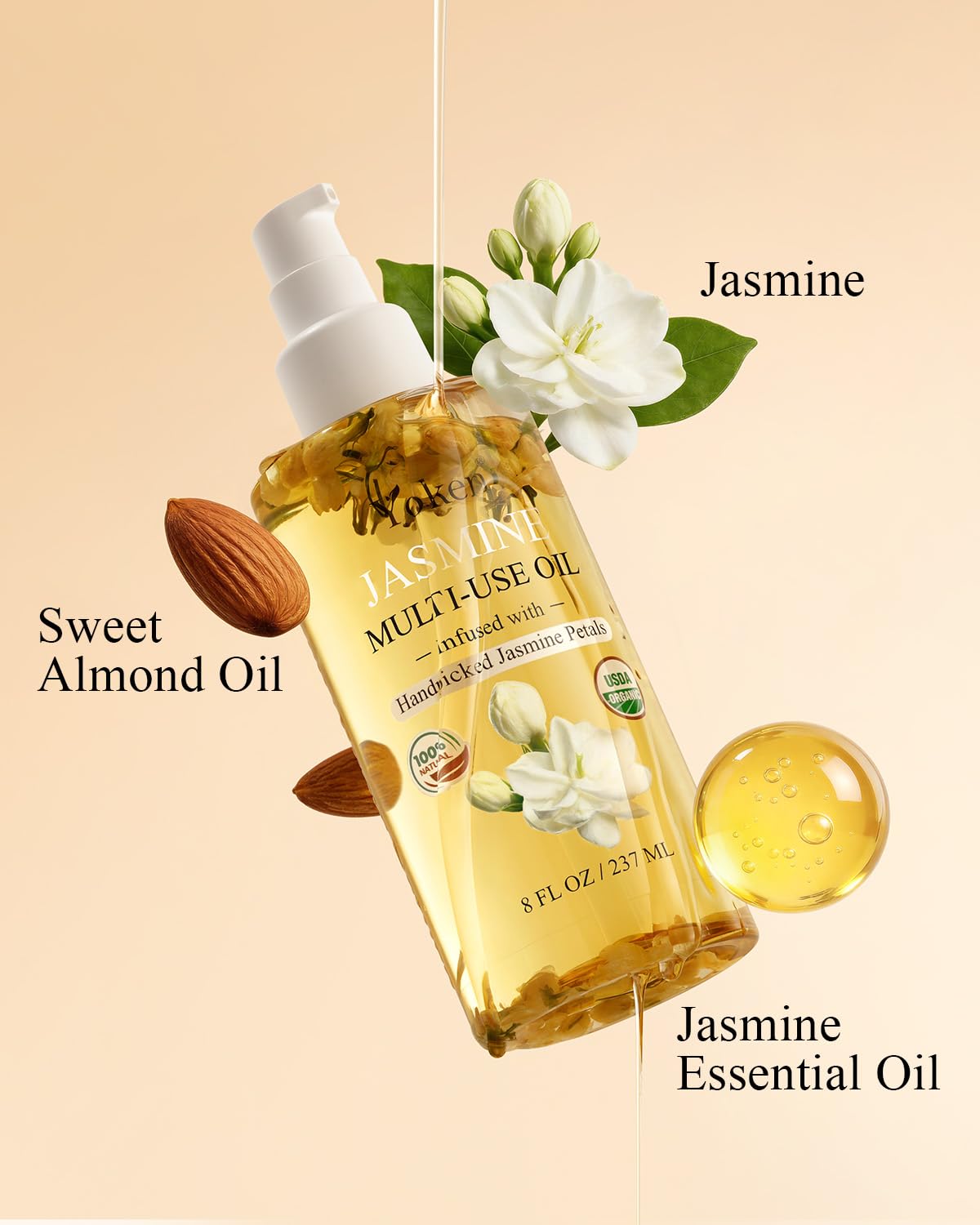 Yoken jasmine petals close-up demonstrating natural botanicals and hydration