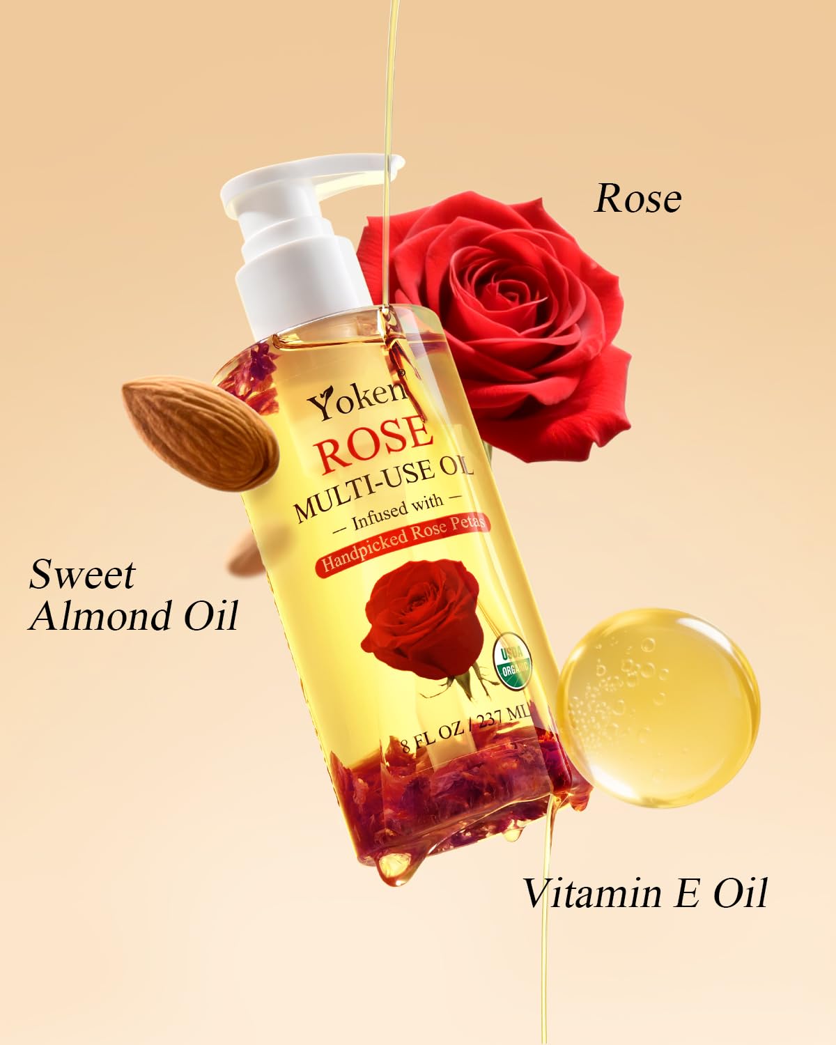 Yoken rose petal infusion close-up highlighting natural botanicals and calming scent