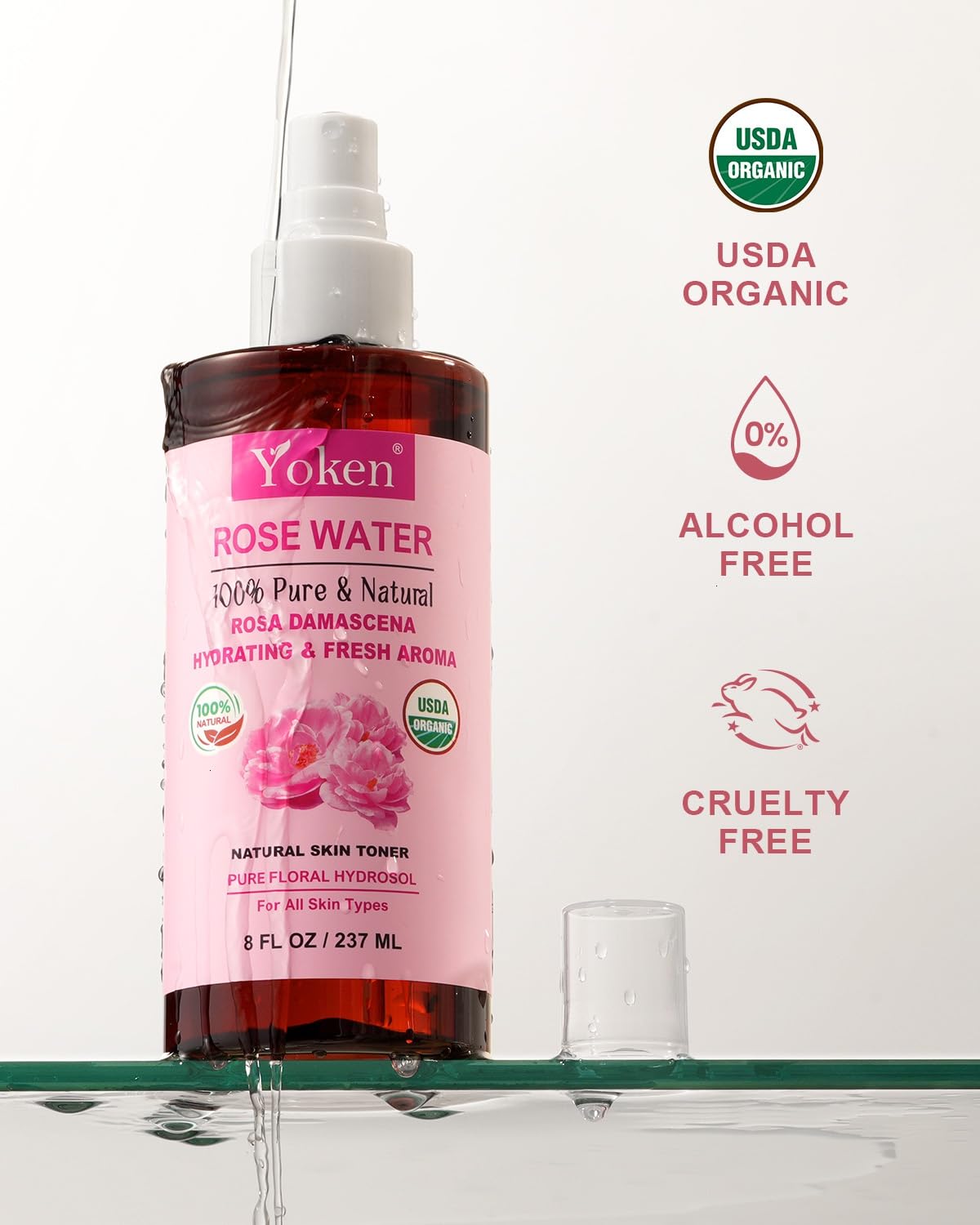 Yoken amber bottle detail protecting hydrosol to preserve freshness benefit