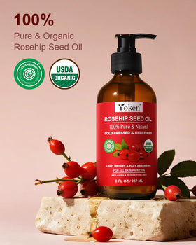 Yoken rosehip oil close-up texture illustrating lightweight absorbent feel