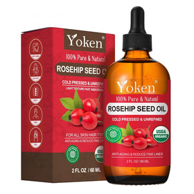 Yoken rosehip seed oil front bottle showing label and clean packaging benefit