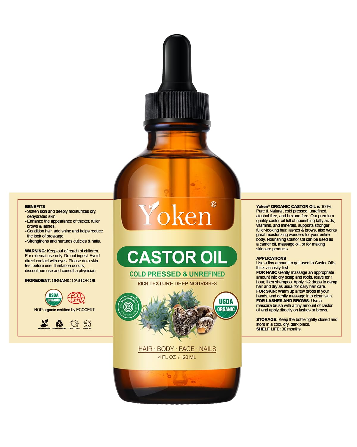 Yoken 4oz bottle held in hand showing true size and travel readiness