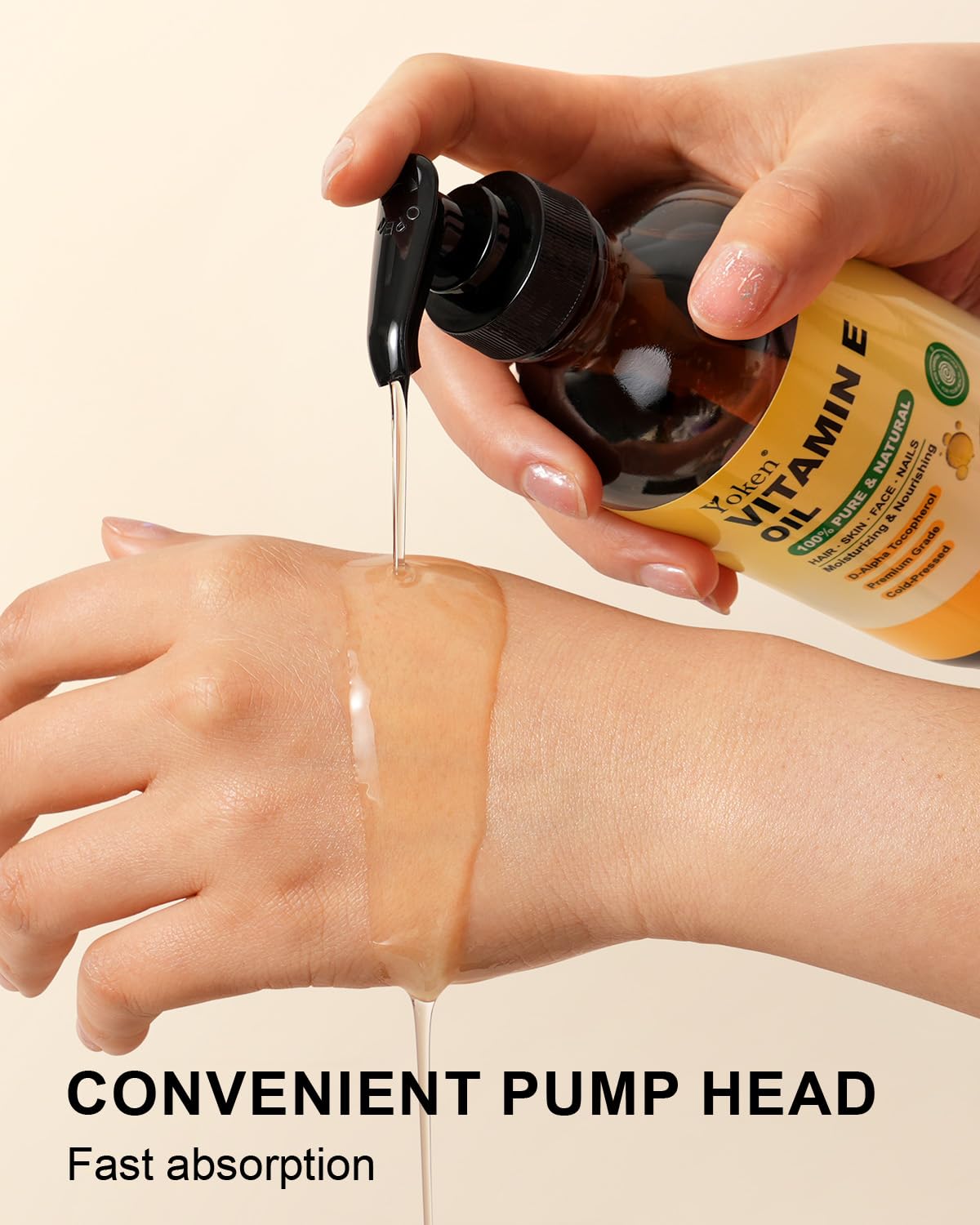 Yoken applying oil to hand demonstrating immediate softening benefit