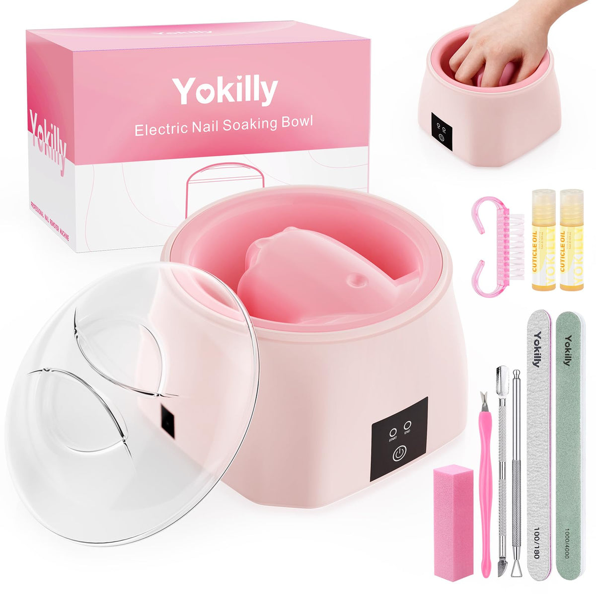 Yokilly front view soaking bowl showing compact design and quick soak benefit