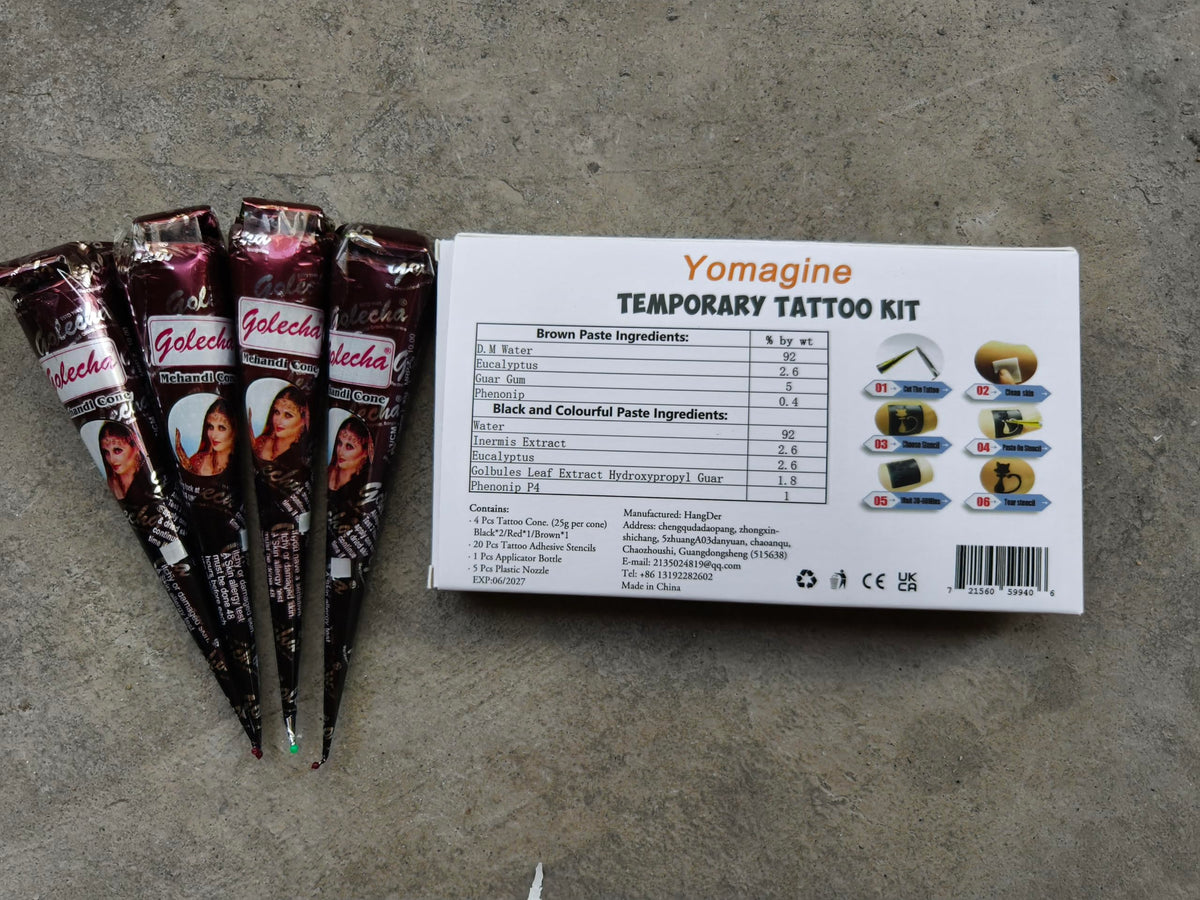 Yomagine model at a festival wearing temporary tattoos for style inspiration