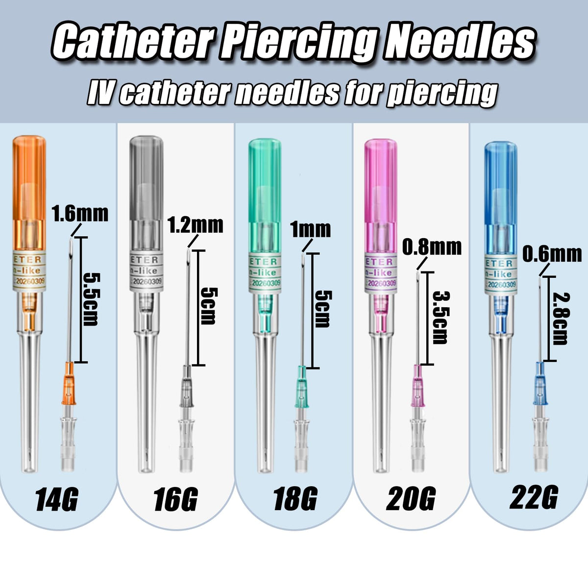 YONGDA needle beside a ruler demonstrating 18G size clarity and compatibility