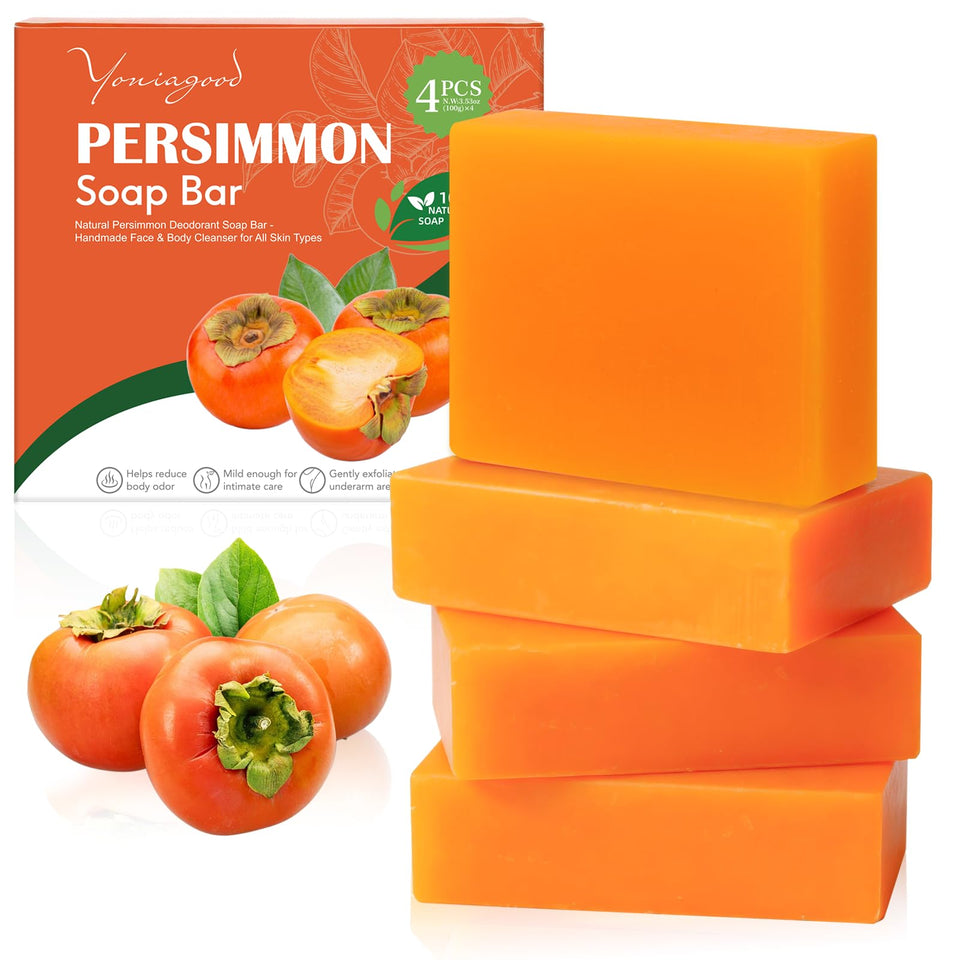 yoniagood front packaging showing four bars and fresh persimmon benefit