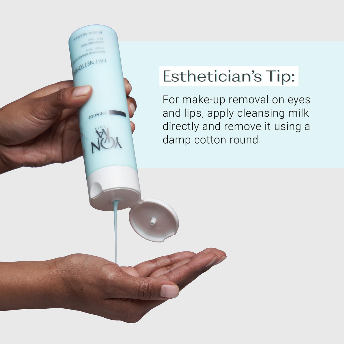 Yonka application on face demonstrating gentle massage for effective makeup removal