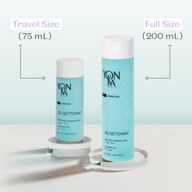 Yonka 6.76 fl oz bottle next to a ruler showing real size for scale and travel planning