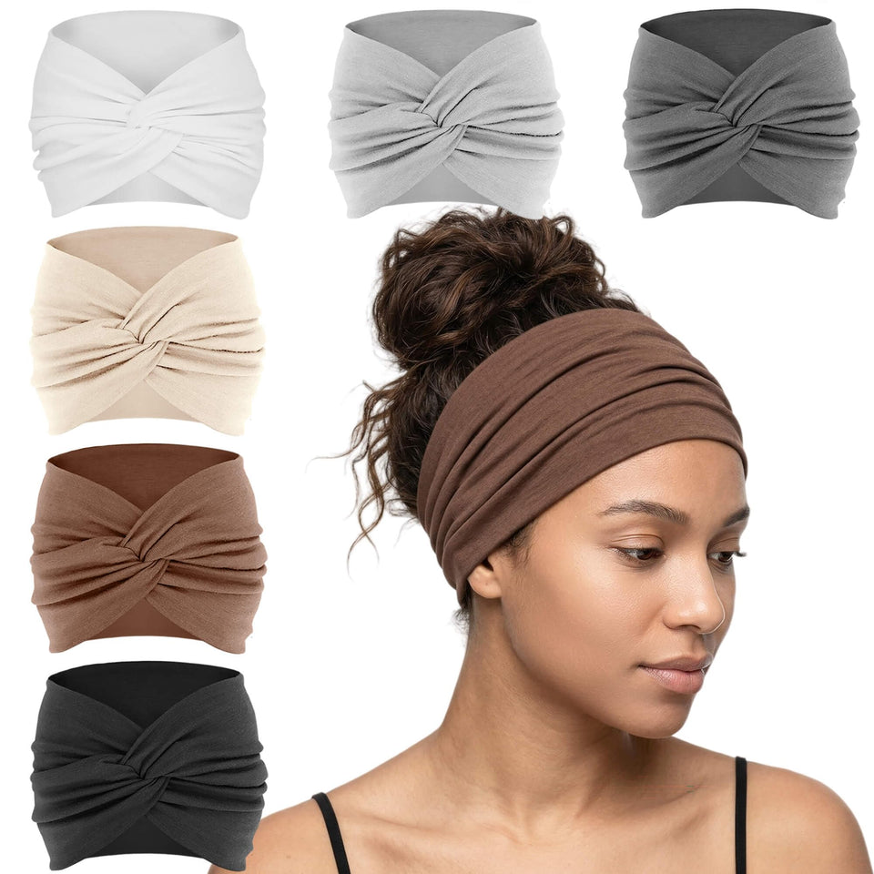 YONUF front view of the six-pack headbands showing colors and packaging benefit quick selection