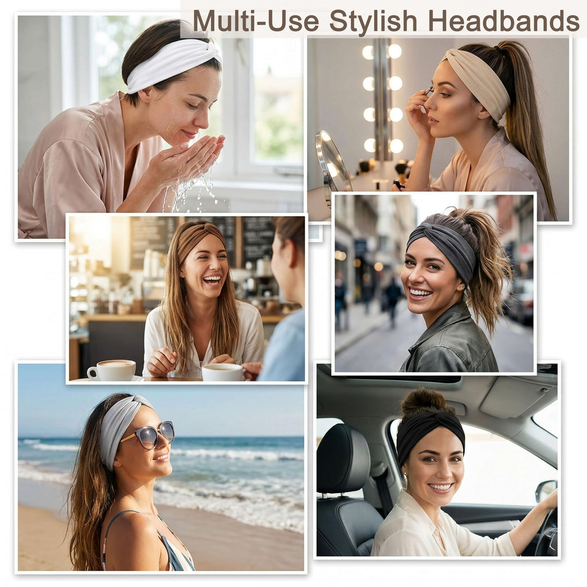 YONUF headband worn during yoga demonstrating sweat-resistant fit and movement stay-put