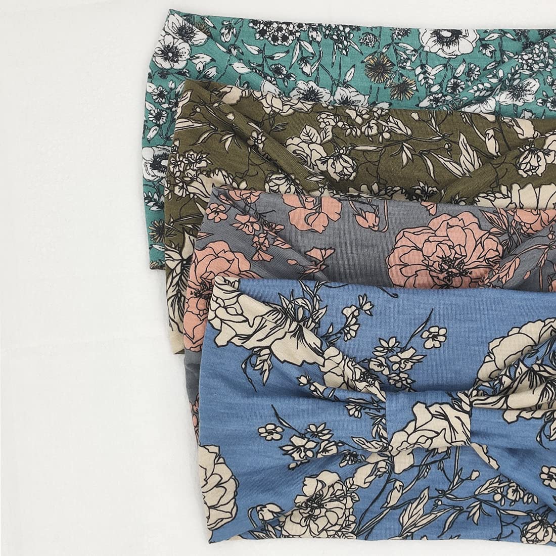 YONUF four headbands laid flat displaying distinct patterns and outfit-matching benefit